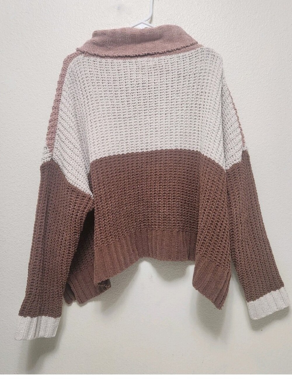 POL Canyon Rose Chenille Sweater L Colorblock Oversized Turtleneck Cozy Winter - Picture 10 of 14